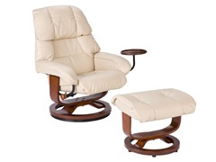 Bonded Leather Recliner & Ottoman Taupe