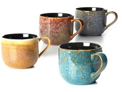 BIA Set of 4 16 oz Mugs-Reactive Glaze