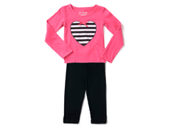 Fuchsia Stripe Heart Legging Set