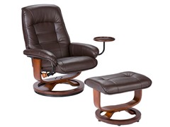 Bonded Leather Recliner & Ottoman-Brown