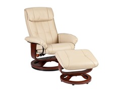 Recliner & Ottoman-Taupe Bonded Leather