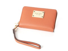 iPhone Saffiano Zip Wallet, Tangerine