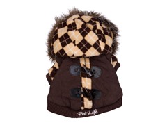 Brown Argyle Pattern Jacket with Hood