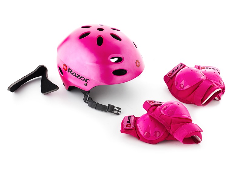Razor Helmet & Pad Combo, Satin Pink