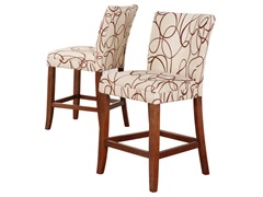 24" Brown Scroll Parson Stool - Set of 2