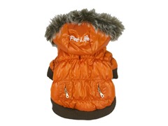 Orange Metallic Fashion Parka with Hood