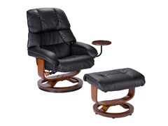 Black Bonded Leather Recliner & Ottoman