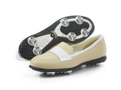 Women's Moccasin Golf Shoes, Bone/White