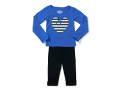 Blue Stripe Heart Legging Set