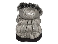 Grey Metallic Fashion Parka with Hood