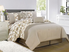 Leila 10Pc Comforter Set-Taupe-2 sizes