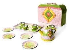Children's 15 Pc Tin Tea Set with Case