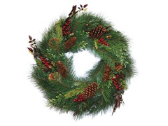 Pine Wreath with Cones and Berries 24"