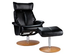 Recliner & Ottoman-Blk Bonded Leather