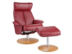 Recliner & Ottoman-Red Bonded Leather