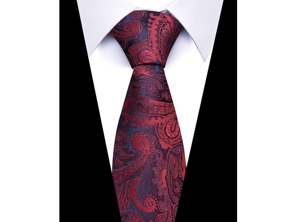 Formal Men’s Necktie - Burgundy & Black Paisley