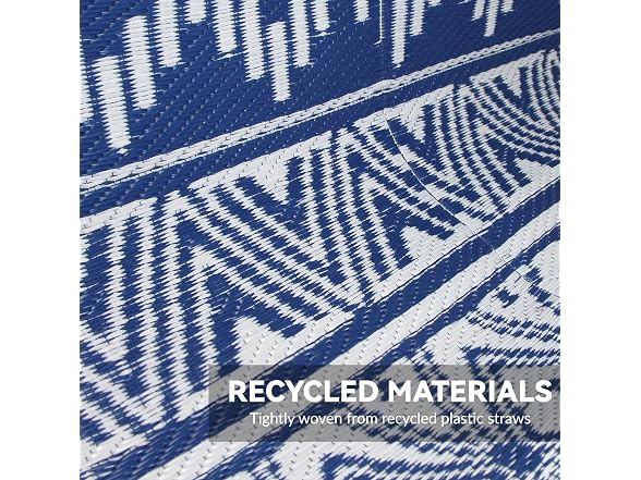 STRICKLANDHOME Outdoor Rug, Navy & White