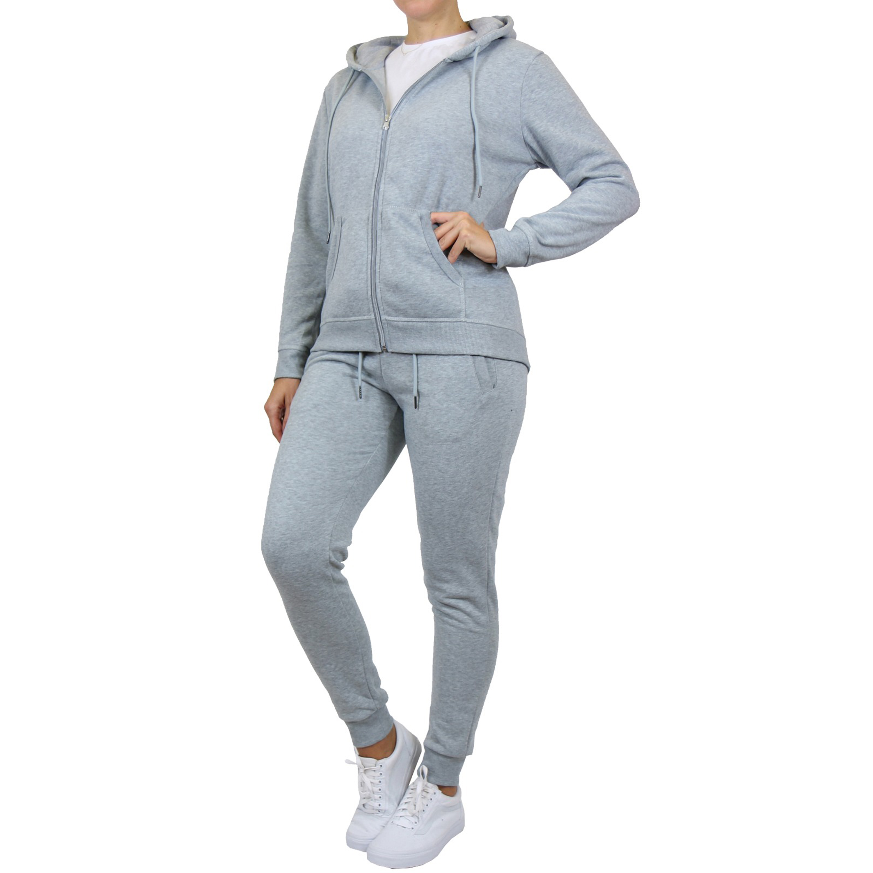 Womens Fleece-Lined Zip Hoodie & Jogger Set - Gallery 28