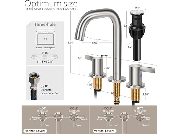 8-16" Bathroom Faucet Brushed Nickel