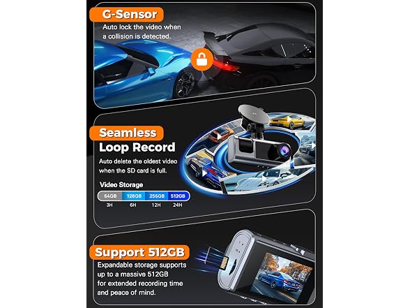 galphi 2.5K 3 Channel Dash Cam WiFi