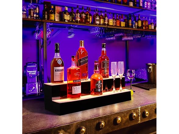 24'' LED Lighted Liquor Bottle Shelf, 2 Tier 