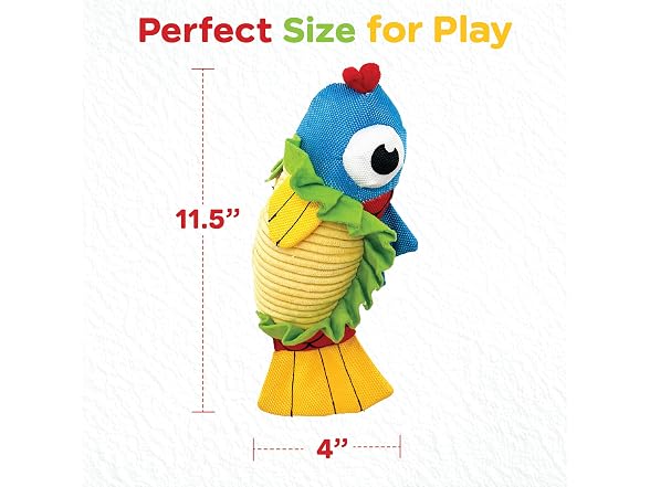 Bow Wow Pet Squeaky Plush Dog Toy with Crinkle Fish Taco