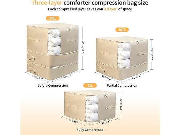 2 Pack Space Saving Comforter Storage Bag with Handle