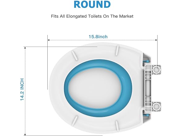Toilet Seat Round White w Blue