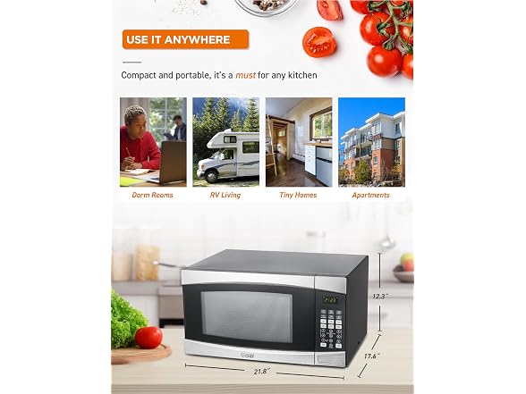 COMMERCIAL CHEF Stainless Steel 1.4 Cubic Foot Microwave