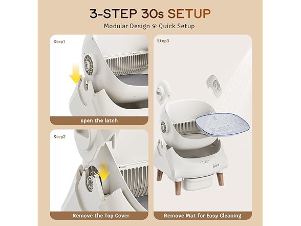 YIZFERN Self Cleaning Litter Box for Multiple Cats Automatic(Open Box)