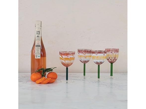 6-Ounce Hand-Blown Multicolor Art Glass Wine Glass