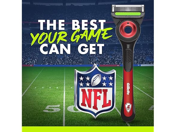 Gillette Labs Special NFL Chiefs Edition Shaving Razor for Men - 1 Handle, 4 Razor Blade Refills & Magnetic Stand, GilletteLabs with Exfoliating Bar