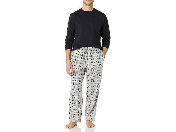 Amazon Essentials Mens Flannel Pant and LS T-Shirt PJ Set (M)