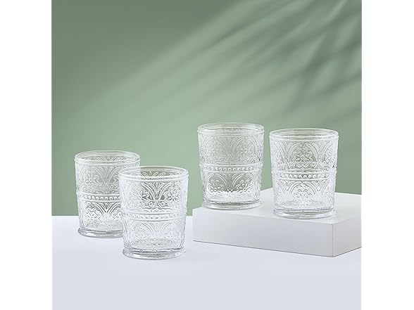 Darbie Angell Wanderlust Set of 4 Double Old Fashioned Glasses, Everyday Drinkware, 9.5 ounce