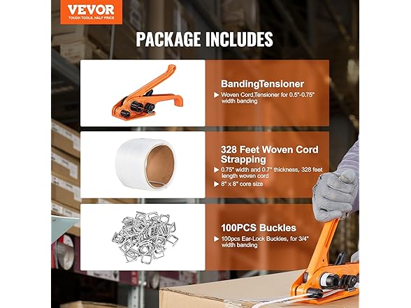 VEVOR Banding Strapping Kit with Strapping Tensioner Tool