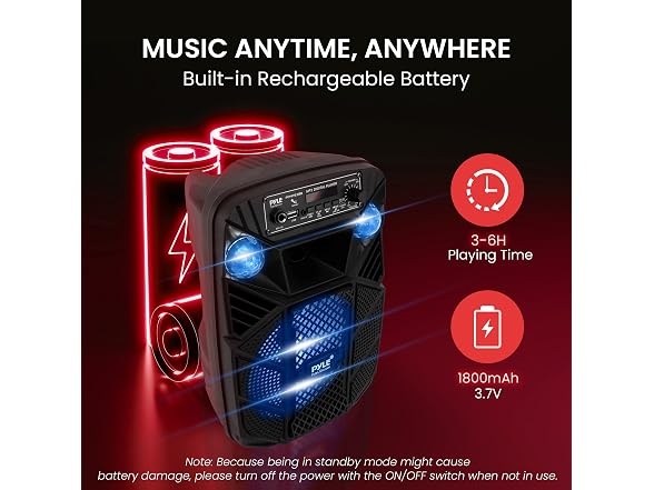 Pyle 8” Bluetooth Portable PA Speaker - 300W