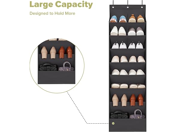 STORAGEIDEAS Door Shoe Organizer Black, 8 Layers, 2-Pack