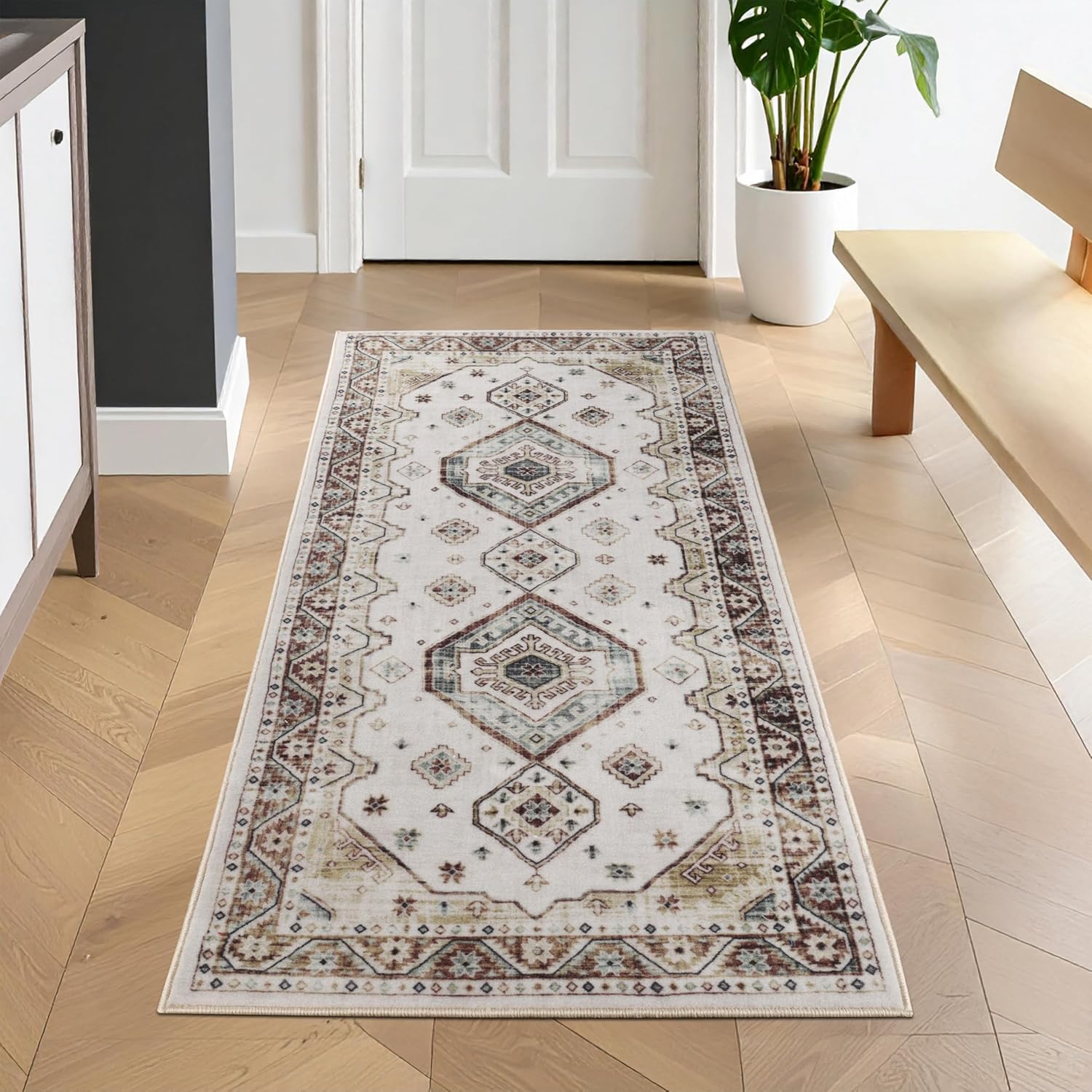 Superior Elegant Floral Medallion Border Washable Indoor Area Rug - Gallery 13