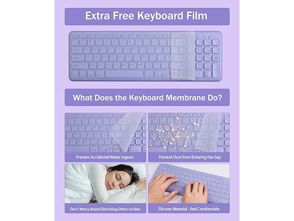 Arcwares Wireless Keyboard & Mouse Combo, Purple
