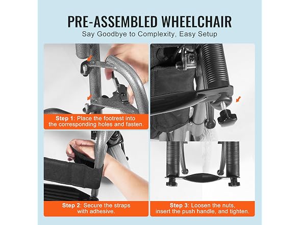 VEVOR Wheelchair, Carbon Steel
