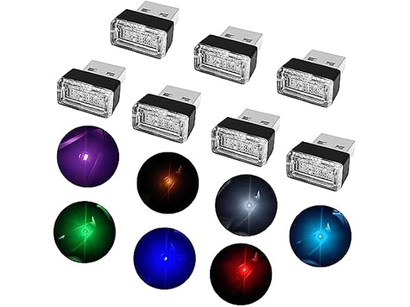 7 Pieces USB LED Car Interior Atmosphere Lamp