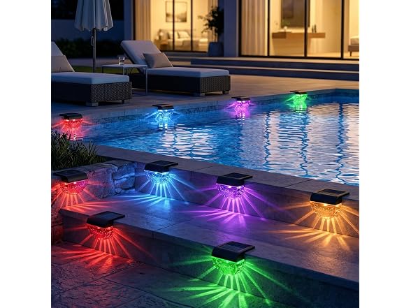 Melunar 12 Pack Solar Deck Lights RGB