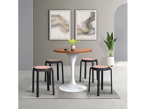 LeisureMod Round Plastic Dining Stool