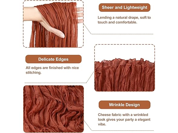 SoarDream 4 Packs 36"x120" Cheesecloth Table Runner