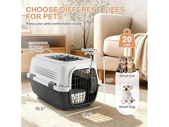 MoNiBloom 19.5 Inches 2-Door Hard Cat Carrier