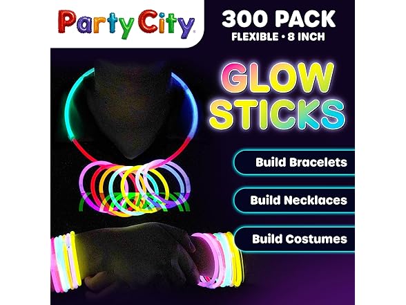 Party City 300 Neon Glow Sticks (Bulk)