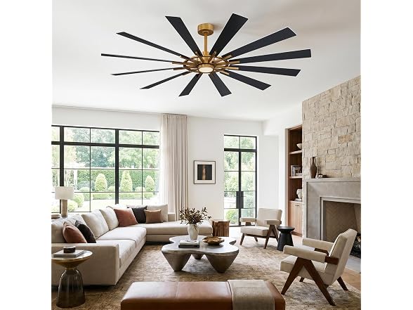 Parrot Uncle 72 Inch Large Windmill Ceiling Fan Gold