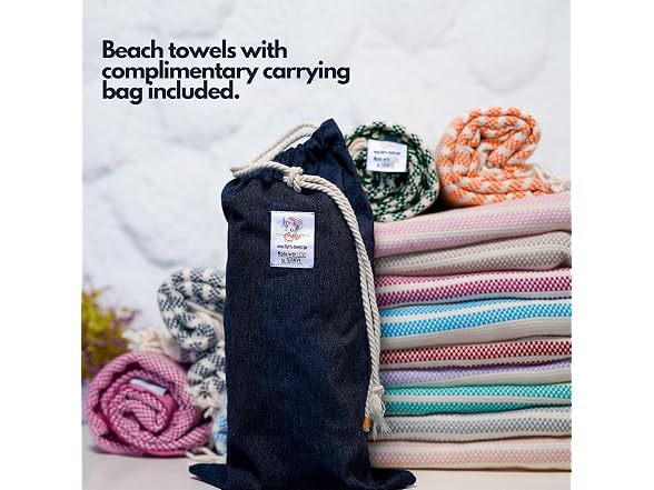Peshtemal Beach Towel with Travel Bag Cotton,