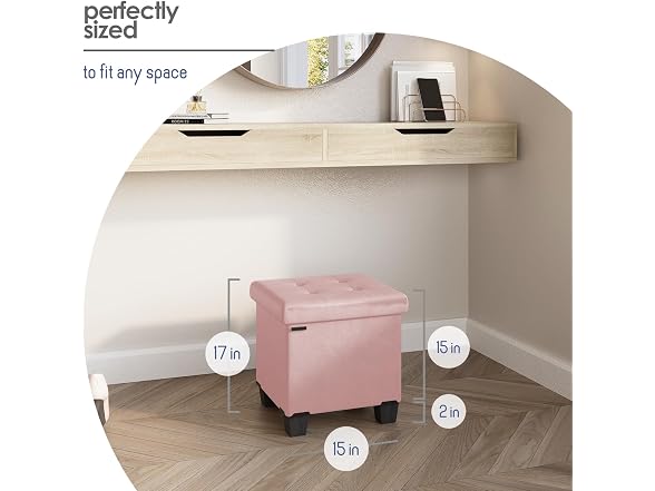 Storage Ottoman Cube Bin 15in Pink