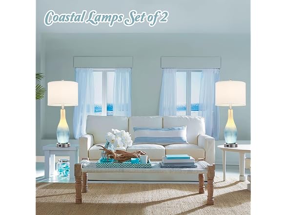 BesLowe Tall Glass Table Lamps Set of 2
